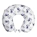 ABAKUHAUS Amapola Cojín de Viaje para Soporte de Cuello, Composición de Flores Retro, Cómoda y Práctica Funda Removible Lavable, 30x30 cm, Púrpura Gris Blanco