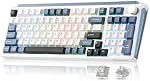 K98 Clavier mécanique sans fil,Tri-Mode BT5.0/2.4GHz/USB-C Clacher personnalisé à chaud, structure de jet,RGB Clavier de jeu rétroéclairé pour gagner & Mac (blanc et bleu,Milk-V2 Interrupteur)