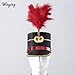 winying Drum Major Hat for Adult Kids, Majorette Hat Drum Band Hat Toy Soldier Hats with Feather Type A Black&Red One Size