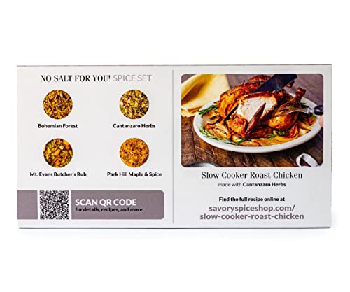 Savory Spice No Salt For You! Spice Set - Salt Free Spices And Seasonings | Saltless Seasoning & Salt Substitutes For Steak, Chicken, Seafood And Vegetables (4 Jars) #TOP2