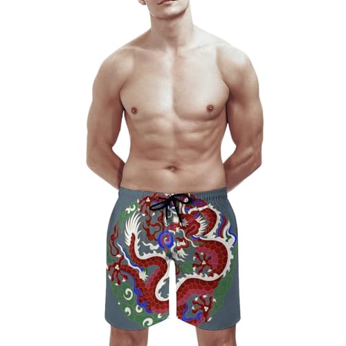 Short de bain homme dragon chinois UMENG confortable avec cordon de serrage - 3