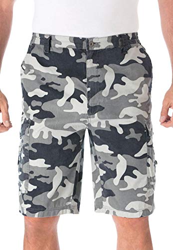 Kingsize Men's Big & Tall 10" Side Elastic Canyon Cargo Shorts - Big - 44, Steel Camo Gray #TOP11