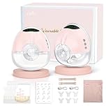 Lulia Wearable Breast Pump with Strong Suction, 4 Mode 9 Level, Electric Breast Pump Hands Free, 6oz Large Capacity, Private, Includes 17/19/21/24MM Flanges (2 Packs,Pink)