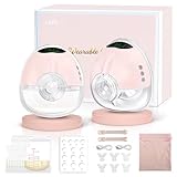 Lulia Wearable Breast Pump with Strong Suction, 4 Mode 9 Level, Electric Breast Pump Hands Free, 6oz Large Capacity, Private, Includes 17/19/21/24MM Flanges (2 Packs,Pink)