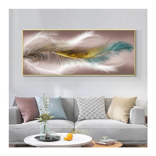 Peinture sur toile abstraite plumes flottantes pour une décoration d'intérieur douce et moderne