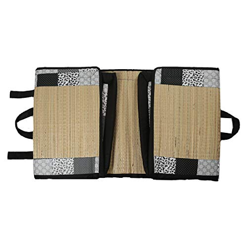 Image of Foldable Mat 6.5 X 6 Feet Korai River Grass chatai Black Cotton Fabric with 20MM Soft Foam Comfort Cushion