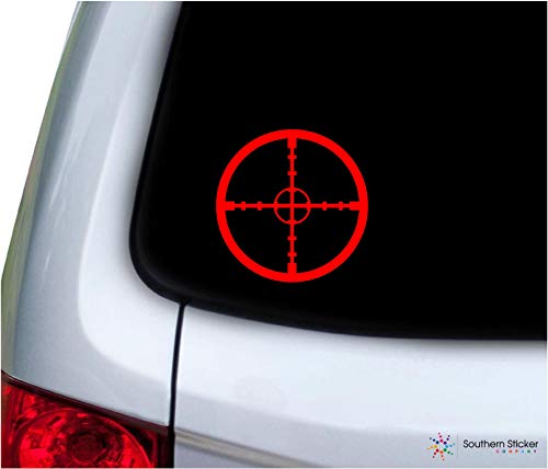 Southern Sticker Company Cross Hairs Gun Scope Target 3.9x3.9 inches Size Rifle Hunting Decal Vinyl Laptop car Window Truck - Made and Shipped in USA (red)
