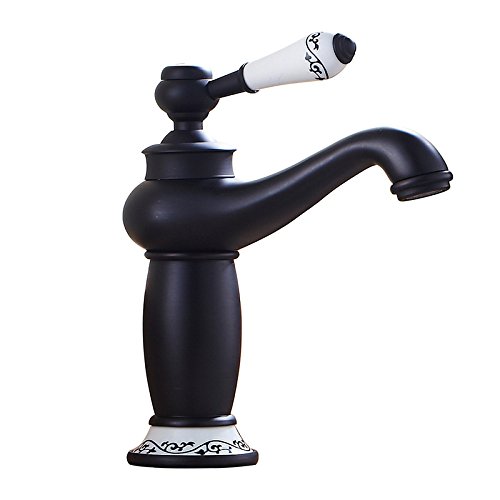 Robinet de bassin chaud cuivre antique mitigeur rotatif rétro bronze foncé européen B