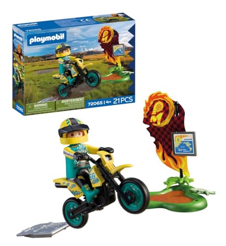 Playmobil | Cars | Motocross | Moto de Motocross avec Rampe de Saut| Jouet de Moto pour Enfants à partir de 4 Ans | 72065