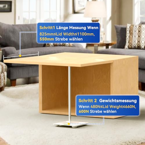 ARANA Gasdruckfeder 550MM 600N 61KG 2 Stück - Gasdruckdämpfer Gasfeder mit Hydraulischer Halterung für Mülltonne, Boden luke, Deckel, Dachluke & DIY-Anwendungen