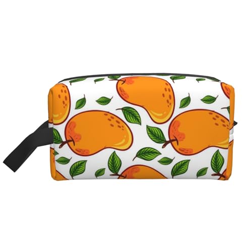 化粧ポーチ 大容量 コスメポーチ メイクポーチ マンゴーの果実と葉の模様 持ち運び 機能的 大容量 防水 小物入れ 軽量 出張 旅行 ポーチ レディース 収納ポーチ 化粧品収納