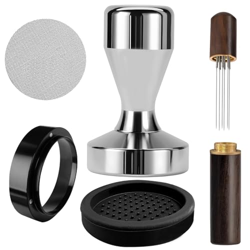 51mm Espresso Tamper, Coffee Tamper Set, 51mm tamper with Wdt Tool, Espresso Tamper Mat, Espresso Dosing Funnel, 51mm Espresso Puck Screen, Espresso Accessories for Espresso Coffee Machine