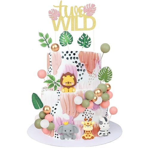 Cheereveal Jungle Animal Two Wild Cake Decorations for Girls -