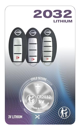 CR2032 Battery for Smart Remote Key Fob OEM fits Key case Shell Prox DIY Alarm Accessories (2007-2022+) for Nissan 370Z Altima Armada GT-R Kicks Leaf Maxima Murano Pathfinder Rogue Sentra Titan Versa