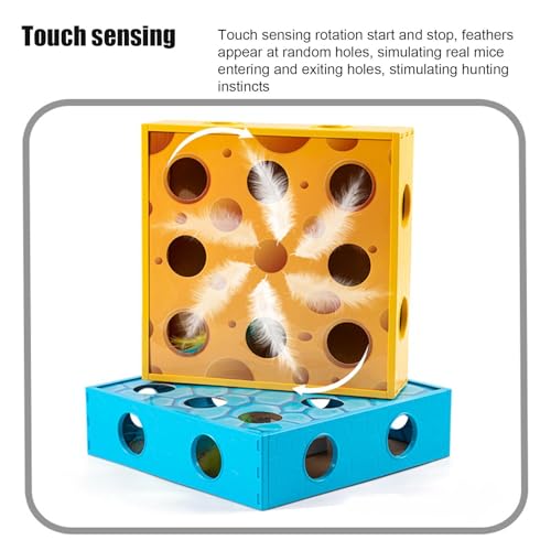 Caja interactiva de queso de plumas con laberinto de rotación para gatos 5