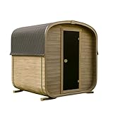 Gardj Fasssauna Garten Outdoor Sauna aus nordischer Fichte – Verschiedene Größen (2–6 Personen) – Wahlweise mit Holz- oder Elektroofen – Inkl. Zubehörset (180 cm, Quadratische, Elektroherd)