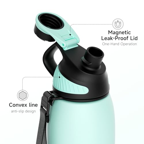 Image of Fjbottle 24oz Stainless Steel Insulated Water Bottle No Straw Spout Lid | Leakproof Keeps Cold 24H, Double Wall Vacuum Insulated, BPA Free, Easy to Clean Sports Water Bottle for Gym Hiking & Outdoor