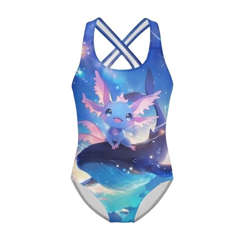 Image of Xpyiqun Swimsuit for Girls One Piece Bathing Suits Size 5-14 Sleeveless Swimwear Cross Shoulder Strap Swimming Wear