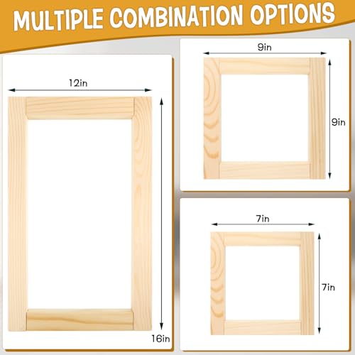 Image of Foxtell 16 Sets Needlepoint Stretcher Bar Set, 8 Sizes Stretcher Bars for Needlework Art Supplies Wooden Canvas Stretcher Bar Set with 100 Pins Regular Stretcher Bars for Needlepoint Frame Set