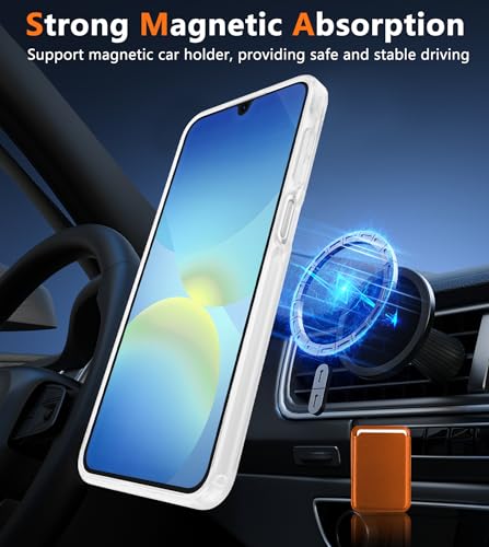 Image of FNTCASE for Galaxy A26 5G Phone Case: Magnetic Matte Translucent Military Grade Drop Protection Cell Phone Cover - Slim Rugged Durable Shockproof Protective for Samsung A26 Cases - White