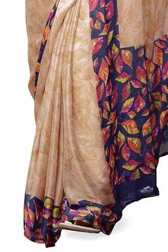 Image of MIRCHI FASHION Saree for Woman Chiffon Geometric and Leaf Printed | Lightweight Daily Regular Use Comfortable Women's Sari with Blouse Piece (Available in 15 Designs)