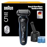 Braun Series 5 Rasierer Herren Elektrisch, Elektrorasierer, Nass- und Trockenrasur, Turbo und Standard Modus, Rasierapparat, SmartCare Reinigungsstation, Wasserdicht, Made in Germany, 52-B7000cc, Blau