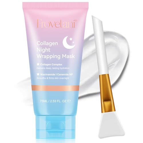 Collagen Face Mask- Mascarilla de noche de colágeno, Korean Overnight Skincare Mejora la suavidad y firmeza de la piel, hidrata en profundidad