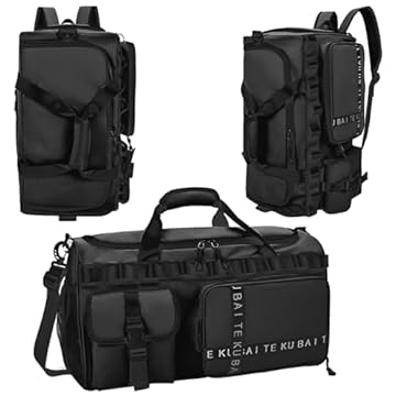 Mochila Masculina com Compartimento para Sapatos e Alça Ajustável, Mochila de Viagem 3 em 1 Dobrável para Homens e Mulheres, Bolsas de Viagem Impermeáveis (Preto)