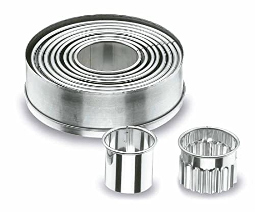 Lacor - 68069 - Caja 9 Cortapastas Redondos Lisos Inox.