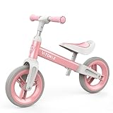 VITONIS Bicicletta Bambini Senza Pedali per 1,5-4 Anni Fino a 25 Kg, volante e sellino Regolabili in Altezza, Bloccasterzo, Giocattoli Regali per Bambini, Rosa