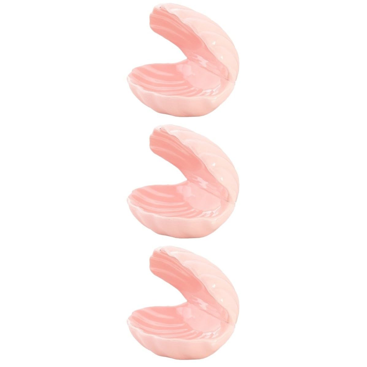 Operitacx 3 Pezzi Portagioie a Conchiglia in Ceramica Rosa per Orecchini e | Facile da Aprire e Chiudere, Comodo da Trasportare, Protegge e Mostra Anelli, Accessori, Negozio