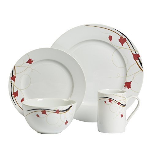 Tabletops Gallery Kara - 16 Piece Round Rim Dinnerware Set, Service for 4