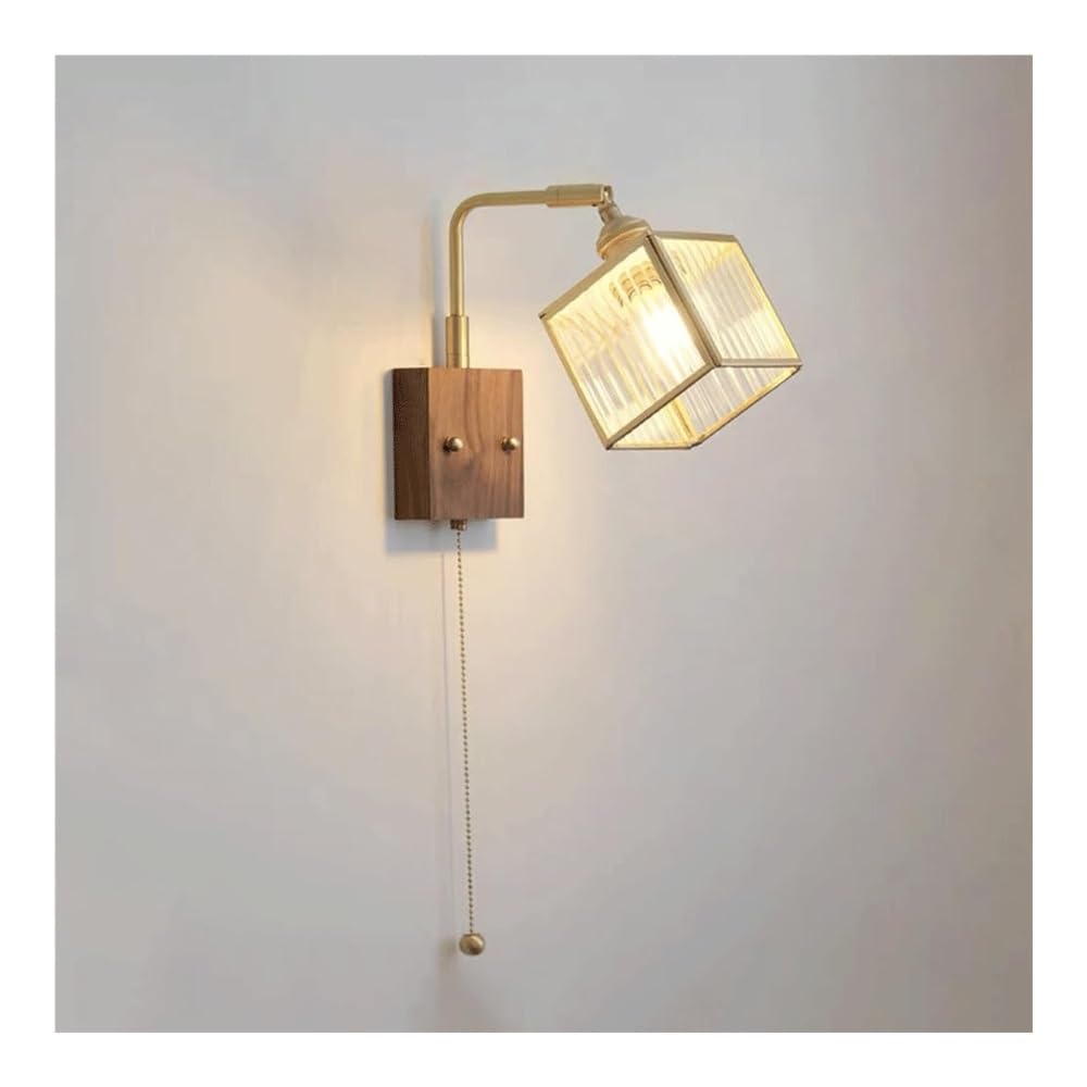 SXECAEPS Wall Sconce, Brass Glass Lamp Light Fixture for Bedroom, Living Room, Reading