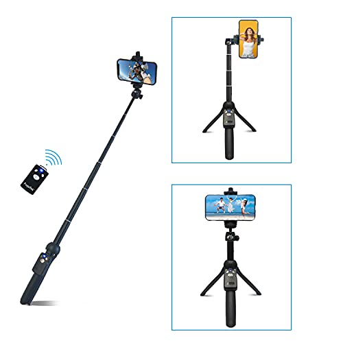 Fugetek 48" Compact Selfie Stick & Tripod, Extendable, Wireless Bluetooth Remote, Lightweight Aluminum, Travel Ready, Compatible With Iphone 14 13 12 Pro Xs Max Xr X 8Plus 7 & Android #TOP2