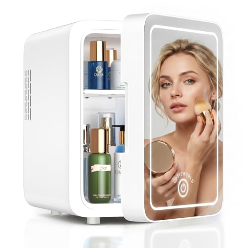 Image of CUTIEWORLD 4L Mini Fridge for Skincare & Makeup - LED, Cream White