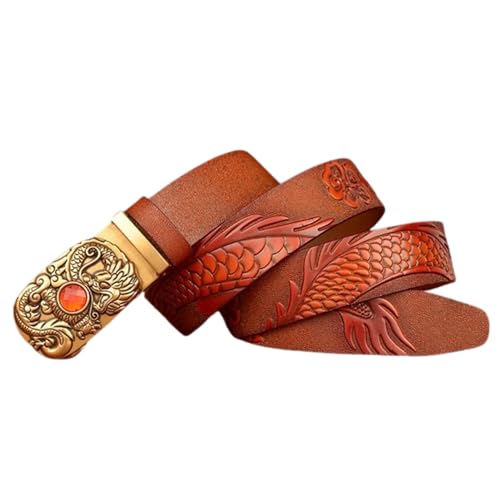 Ceinture à cliquet homme cuir fait main boucle automatique dragon gravé
