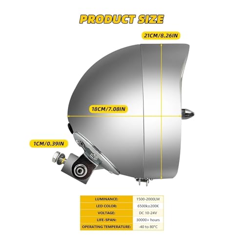 Phare led pour moto 7 pouces à haute visibilité et visière de protection trois barres - 7