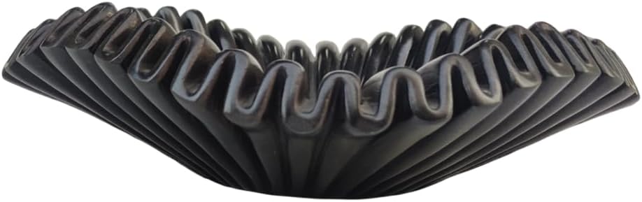 Black Marble Bowl | Marble Scalloped Bowl | Decorative Bowls for Home Decor | Marble Fruit Bowl | Decorative Fluted Bowl | Stone Scalloped Bowl (12 inches)