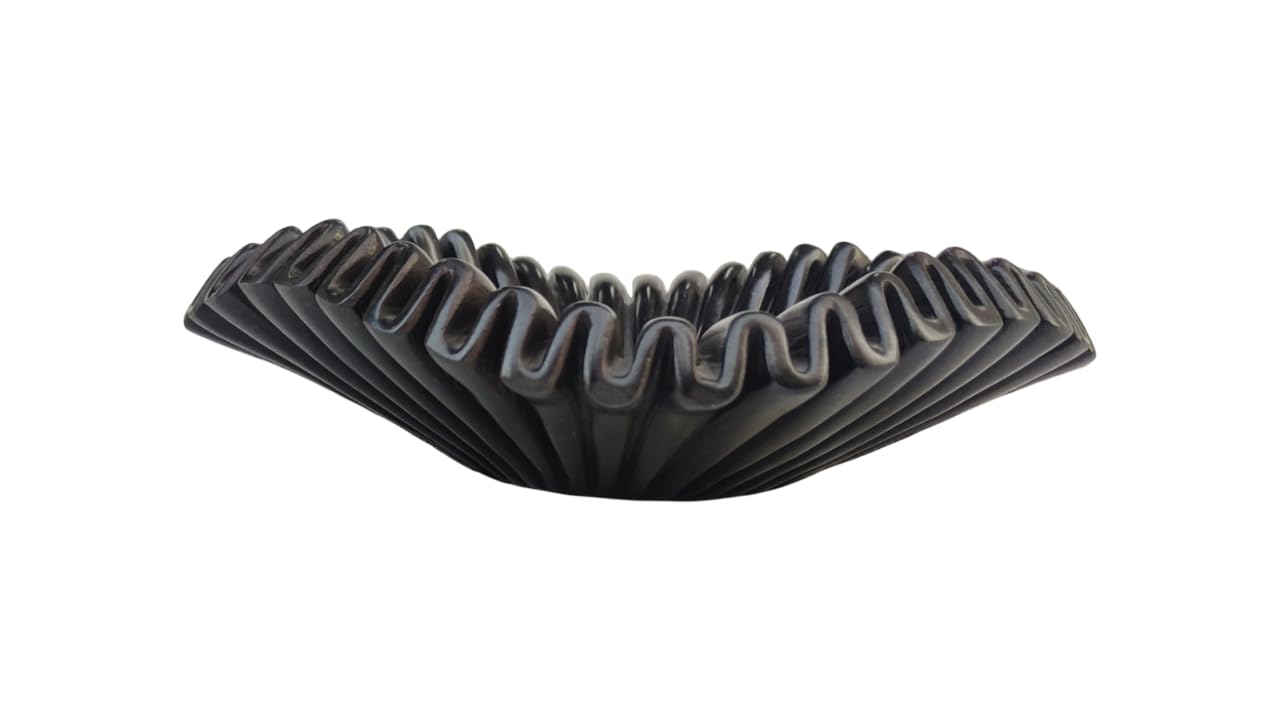 PUSHPA EXPORTS Black Marble Bowl | Marble Scalloped Bowl | Decorative Bowls for Home Decor | Marble Fruit Bowl | Decorative Bowl | Fluted Bowl | Scalloped Stone Bowl (6 inches)
