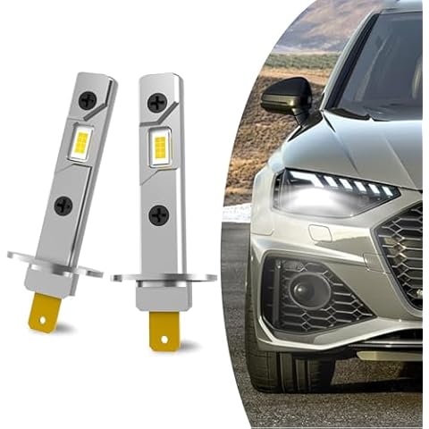 getfay Pack-2 H1 Car Inline High Beam Bulb, Energy Saving Design, IP65 Waterproof Vehicle LED Fog Light, Universal Super Bright Automotive Lighting Accessory for Truck SUV Car (White Light) Cover