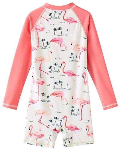 Image of UMELOK Girls Long Sleeve Rash Guard One Piece Swimsuits with UV Protection Sunsuit