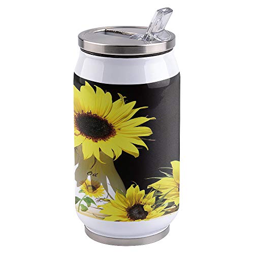 13.5oz Fresh Sunflower Vase Travel Tumbler with Splash Proof Lid and Straw Black