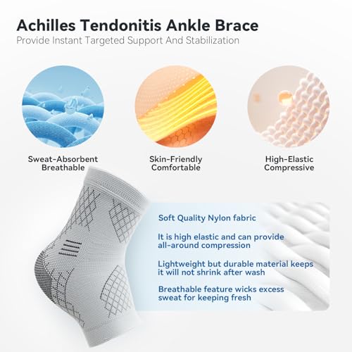 INDEEMAX 2 Pack Ankle Brace for Sprained Ankle, Arch Support Compression Sleeve Socks for Women & Men, Achilles Tendonitis Brace Wraps for Plantar Fasciitis, Foot Swelling Relief
