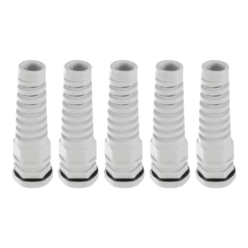 sourcing map 5Pcs G1/4 IP68 Cable Gland Waterproof 4-8mm Adjustable Strain Relief Cord Connector Spiral Nylon Joint Gasket for Cable Wire, Grey
