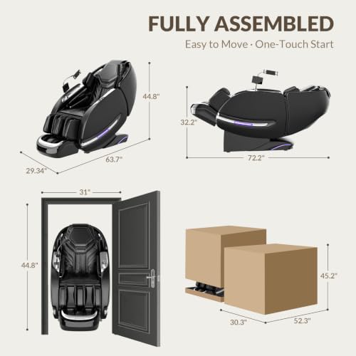 Notired Massage Chair Full Body, 2026 Zero Gravity SL-Track Shiatsu Massage Chair Recliner with 12 Auto Modes, Thai Yoga Stretch, Foot Rollers, Heated Waist & Calf, AI Control & Body Scan, L183 Black by Notired - Image 2