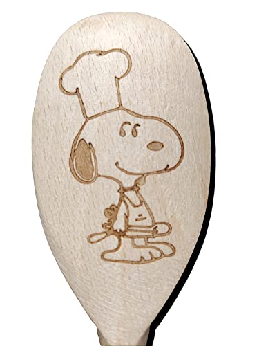 Charlie Brown Snoopy Woodstock inspirierter Holz-Backlöffel Holz Kochen Bäcker Geschenk Fan (Snoopy Baker) Cover