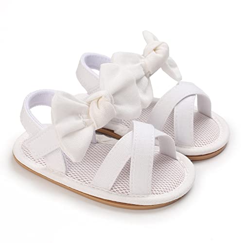 Summer Children Baby Toddler Shoes Girls Sandals Flat Bottom Light Open Toe Solid Color Bow Back Baby Sandals 12 Months2