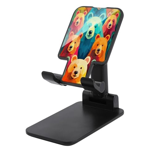 Supporto per telefono cellulare da scrivania con stampa di orsi colorati per pieghevole portatile regolabile in altezza e angolo per