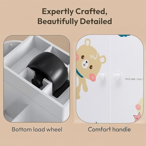 Image of Little Olive Teddy Kids Wardrobe | Multi Drawer Plastic Storage Cabinet for Clothes and Toys | Dark Green Matte Finish | DIY Collapsible Nursery Organizer for Children 0 to 7 Years