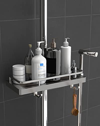 GOOPOOL Duschablage ohne Bohren Duschablage-Aufbewahrungsregal Aufhängen Dusche Regale Halterungen Passend für [18mm-25mm] Shampoo Halterung für Duschregal Schiene Kunststoff 1 Stück Grau